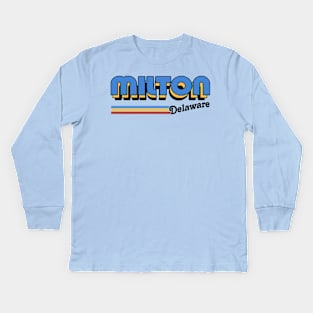 Milton, Delaware / / Retro Style Design Kids Long Sleeve T-Shirt